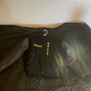 Beat da koto nai leather varsity jacket